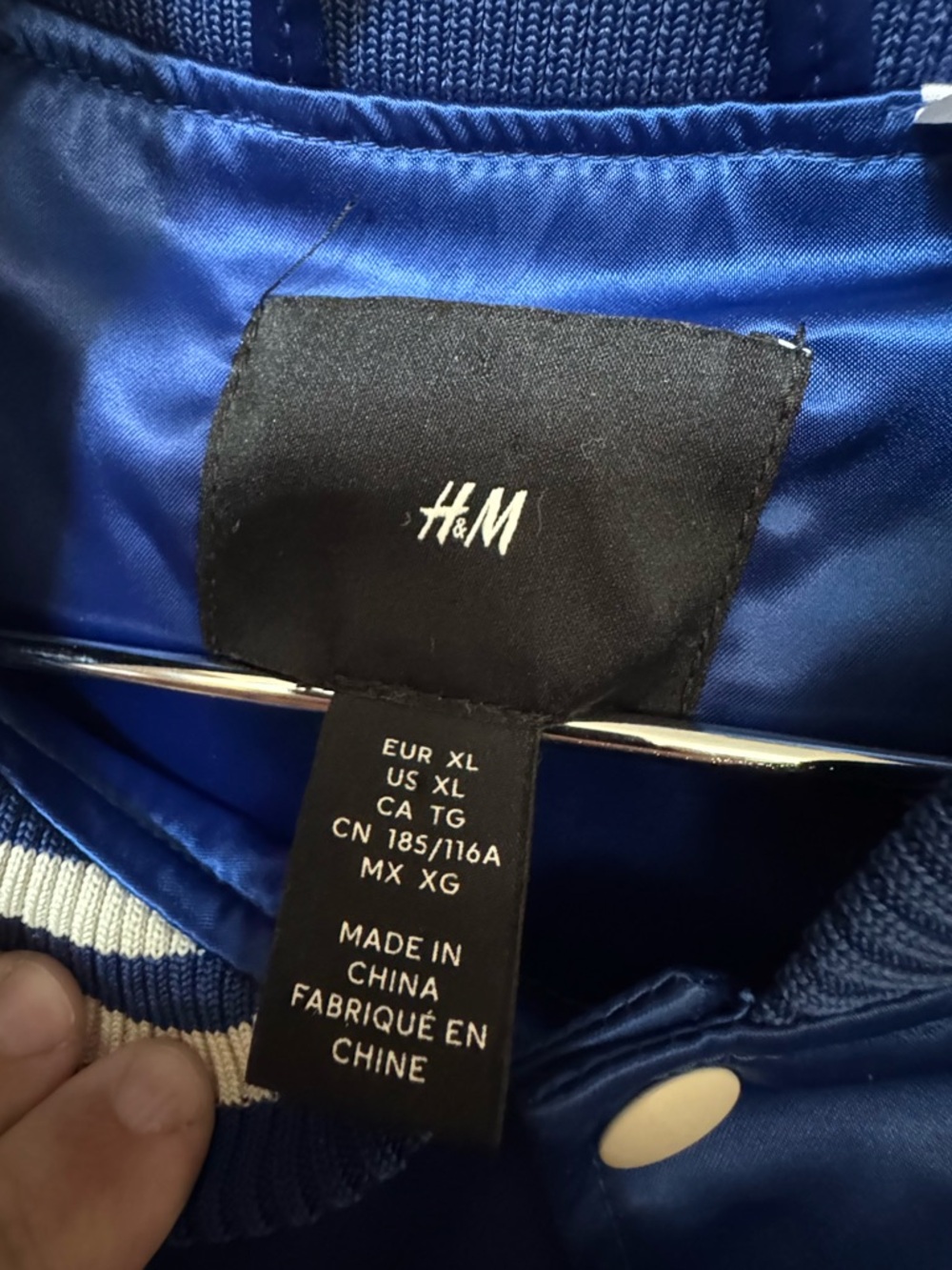 Retro High End University of YALE Blue Satin Letterman Jacket Men’s XL H&M - Picture 6 of 7